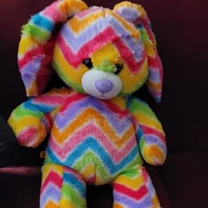 Build-A-Bear Workshop Rainbow Chevron Zigzag Bunny Rabbit plush toy